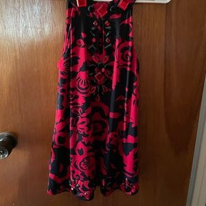 Ladies Dressy Top with red and black accent pieces